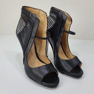 L.A.M.B. Black Mesh Cutout Heels